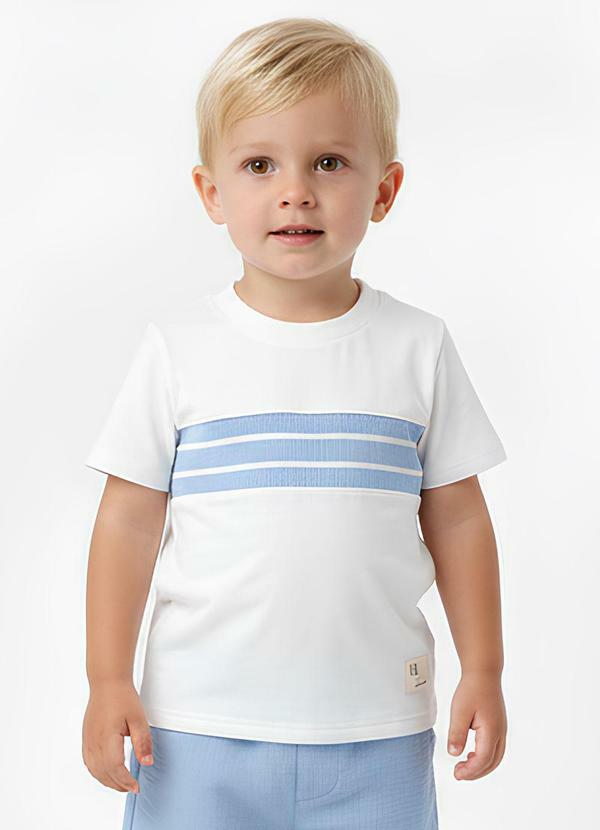 Lik Boys - Camiseta com Recorte no Peito em Retilinea Azul
