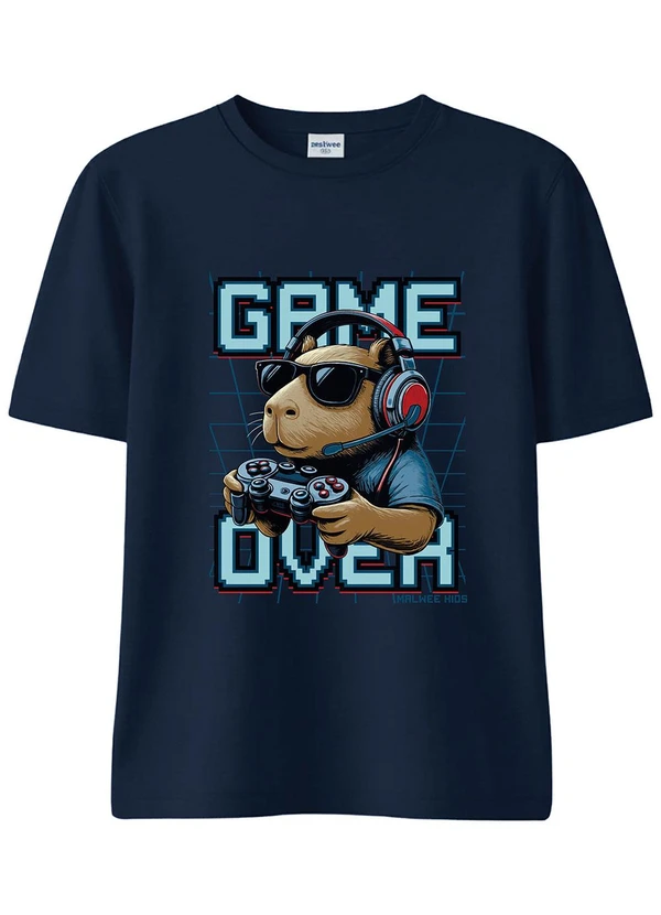 Malwee Kids - Camiseta Game Over Azul Marinho
