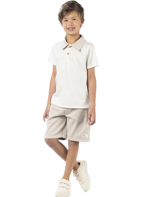 Lik Boys - Camiseta Gola Polo Avulsa em M/M Penteada Bege 2