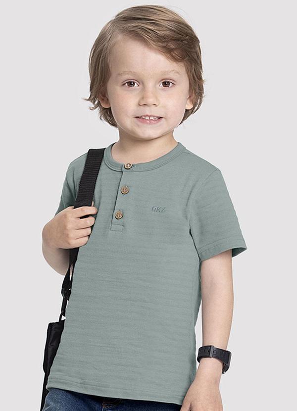 Alakazoo - Camiseta Infantil Menino com Gola Padre Verde