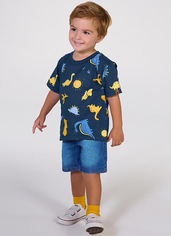 Kiko e Kika - Camiseta Manga Curta Estampada Azul 2