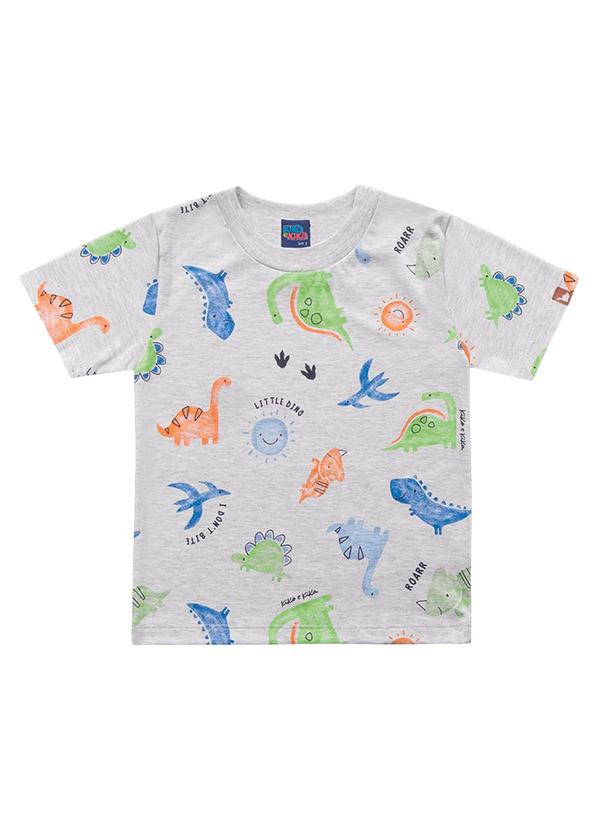 Kiko e Kika - Camiseta Manga Curta Estampada Cinza