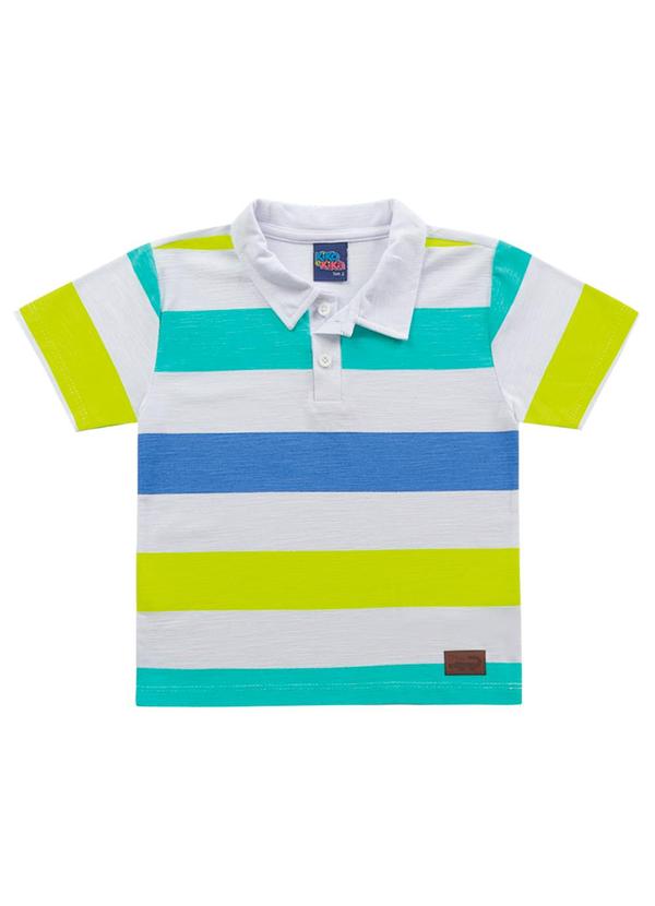 Kiko e Kika - Camiseta Manga Curta Listrada Multicores