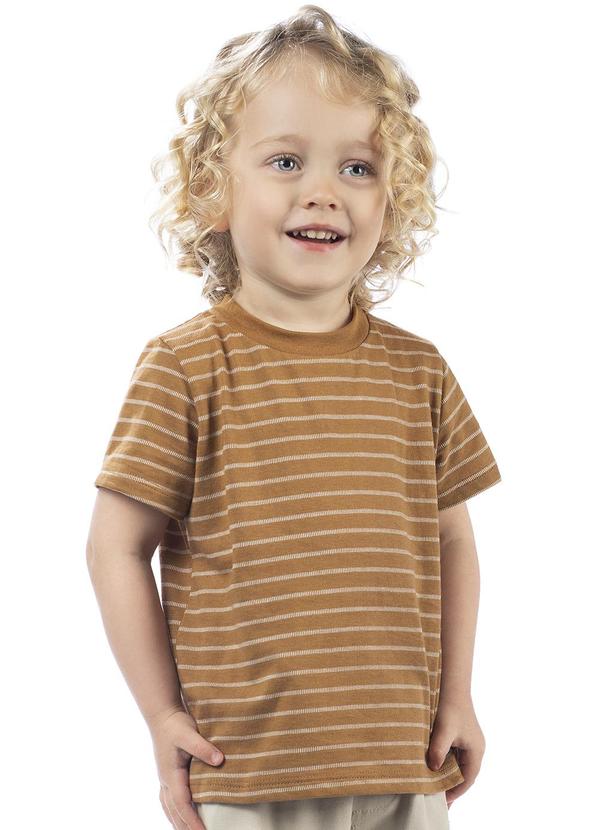 Lik Boys - Camiseta Mg Curta Listrada Oregon Marrom 1