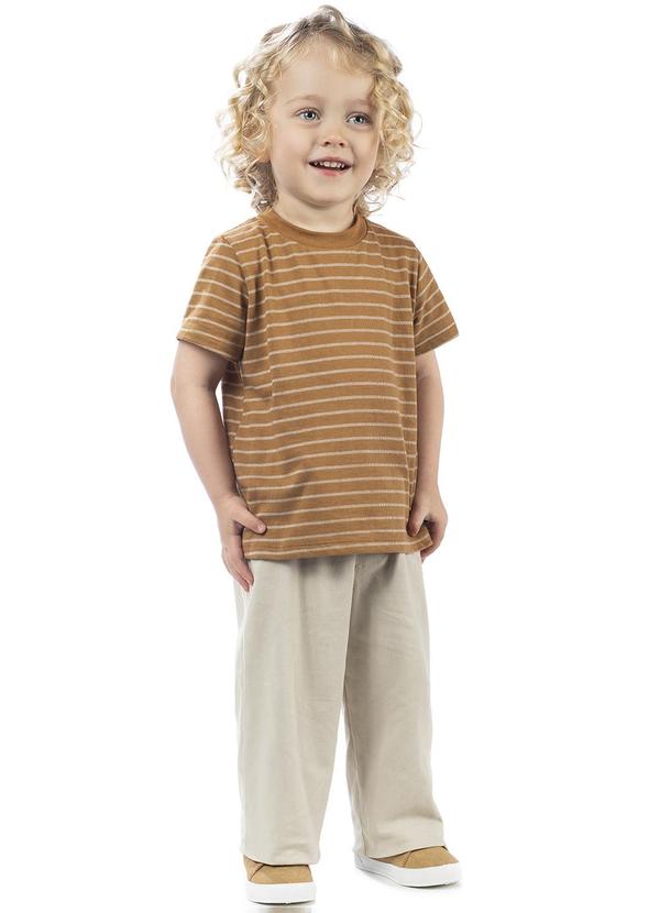 Lik Boys - Camiseta Mg Curta Listrada Oregon Marrom 2