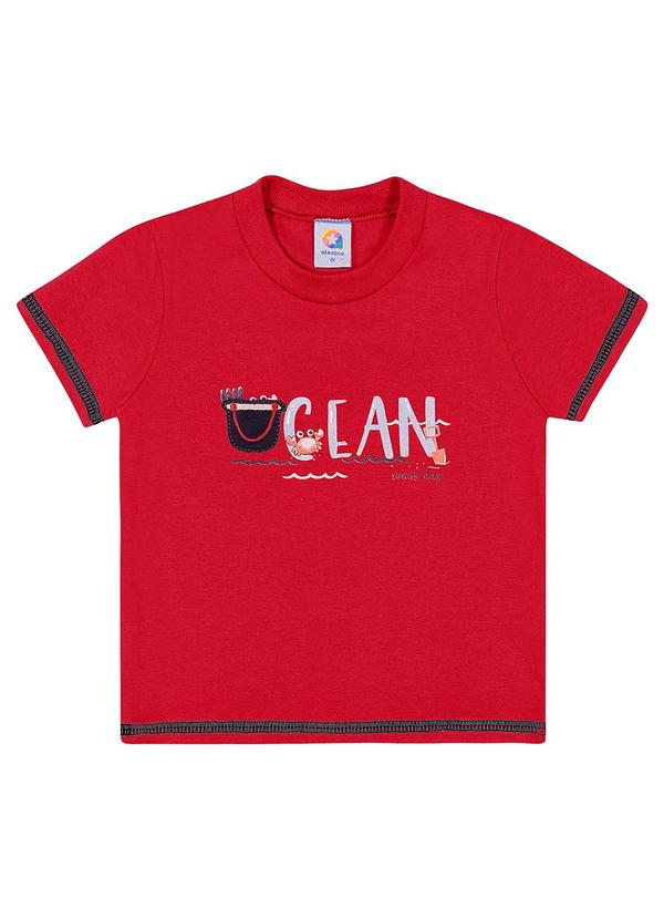 Alenice - Camiseta Ocean Divertida Menino Vermelho
