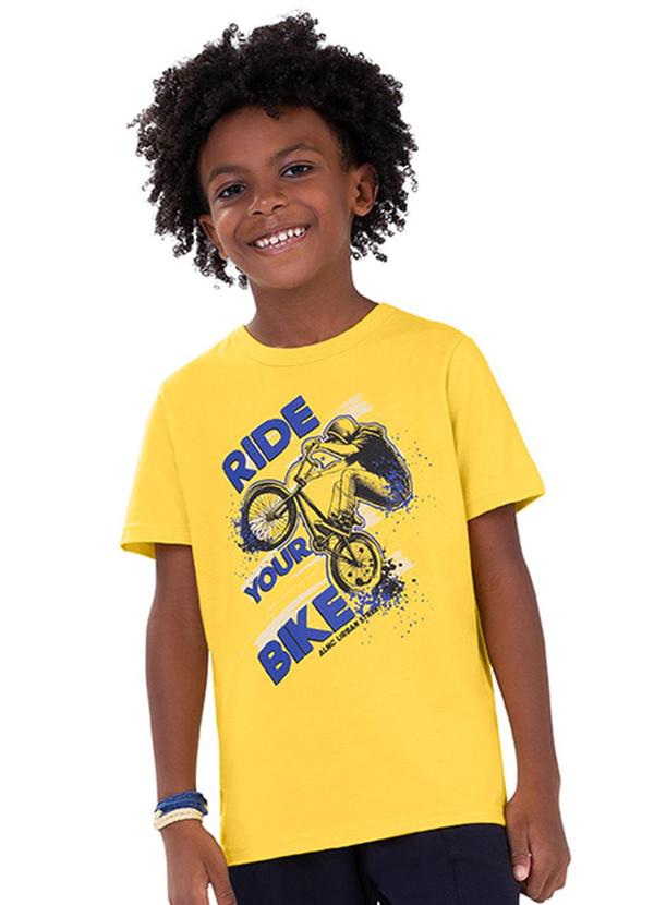 Alenice - Camiseta Ride You Bike Menino Amarelo