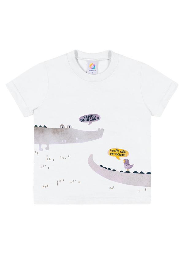 Alenice - Camiseta Vamos Brincar Menino Branco