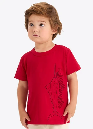 Rovi Kids - Camiseta Verão Menino em Meia Malha Vermelho - ROVI KIDS