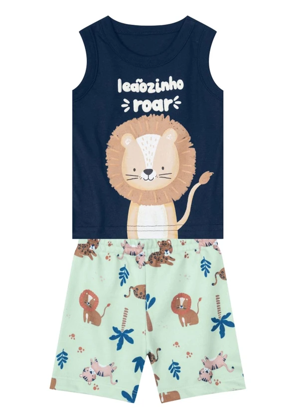 Brandili Baby - Conjunto Bebê Menino com Regata e Bermuda Azul