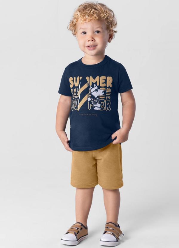 Brandili - Conjunto Menino com Bermuda Moletinho Azul