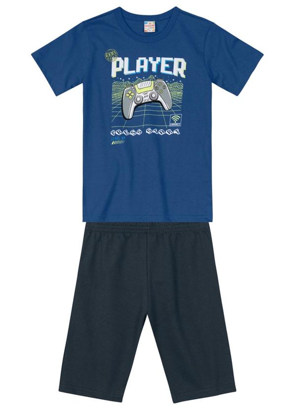 Brandili - Conjunto Menino com Bermuda Moletinho Azul