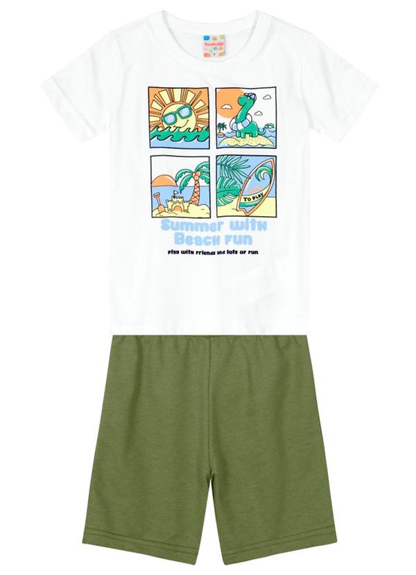 Brandili - Conjunto Menino com Bermuda Moletinho Branco