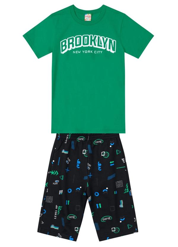 Brandili - Conjunto Menino com Bermuda Moletinho Verde