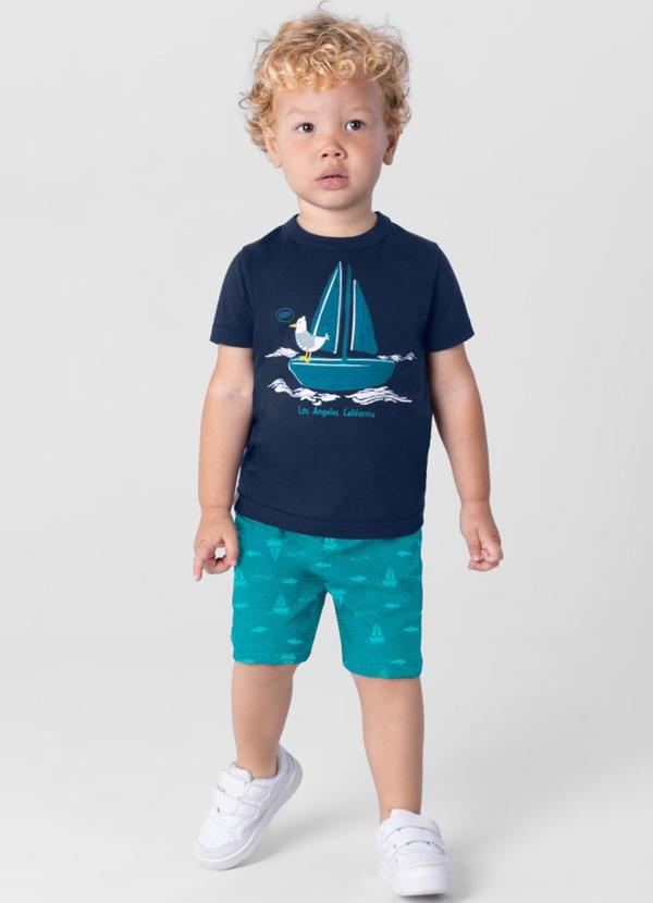 Brandili - Conjunto Menino com Camiseta e Bermuda Azul
