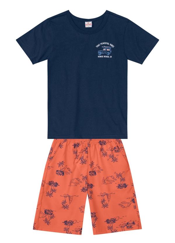 Brandili - Conjunto Menino com Camiseta e Bermuda Azul
