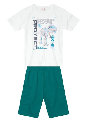 Brandili - Conjunto Menino com Camiseta e Bermuda Branco - BRANDILI