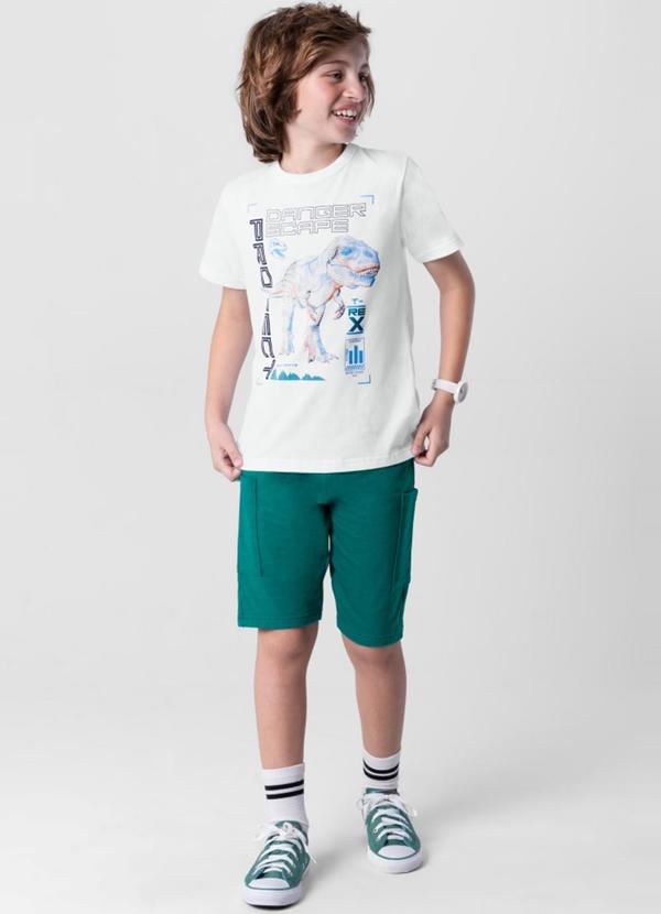 Brandili - Conjunto Menino com Camiseta e Bermuda Branco