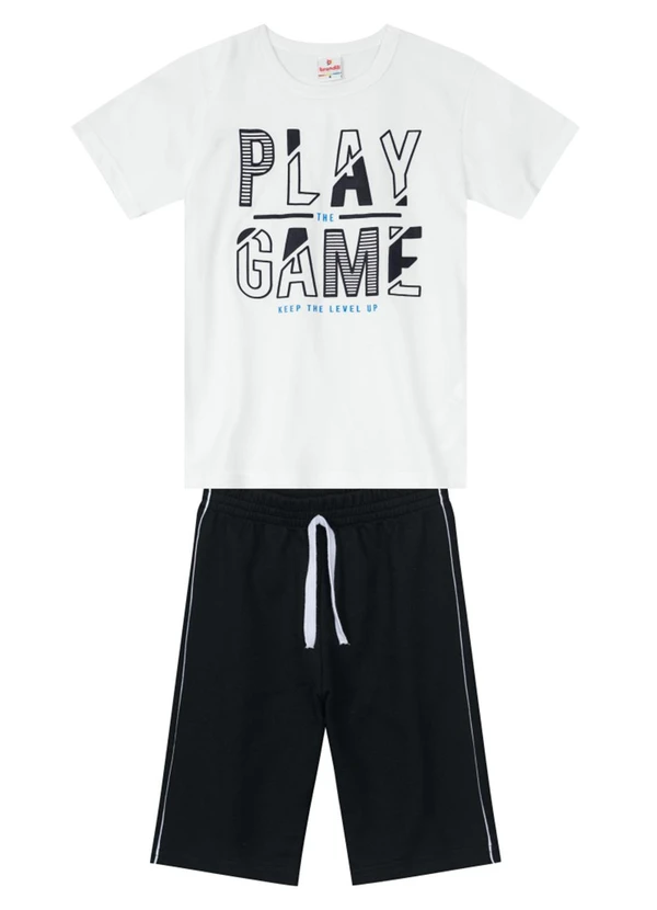 Brandili - Conjunto Menino com Camiseta e Bermuda Branco