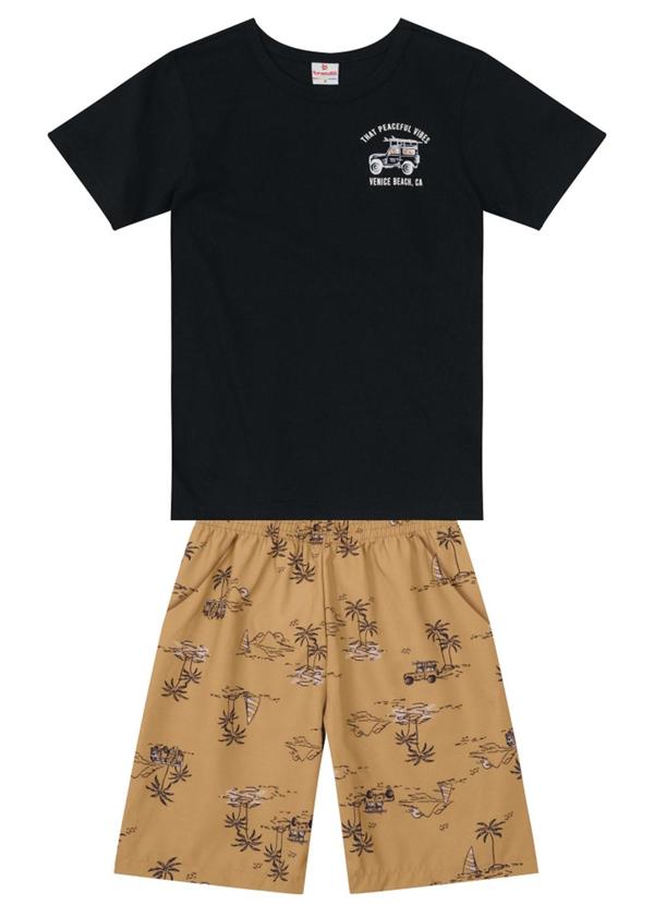 Brandili - Conjunto Menino com Camiseta e Bermuda Preto