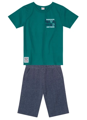 Brandili - Conjunto Menino com Camiseta e Bermuda Verde - BRANDILI