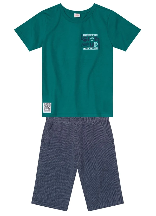 Brandili - Conjunto Menino com Camiseta e Bermuda Verde 2