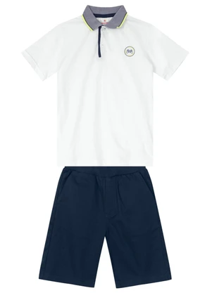 Brandili - Conjunto Menino com Polo e Bermuda Branco - BRANDILI