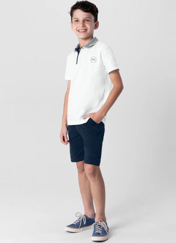 Brandili - Conjunto Menino com Polo e Bermuda Branco