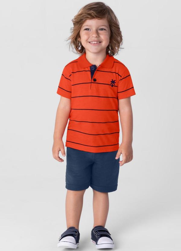Brandili - Conjunto Menino com Polo e Bermuda Laranja