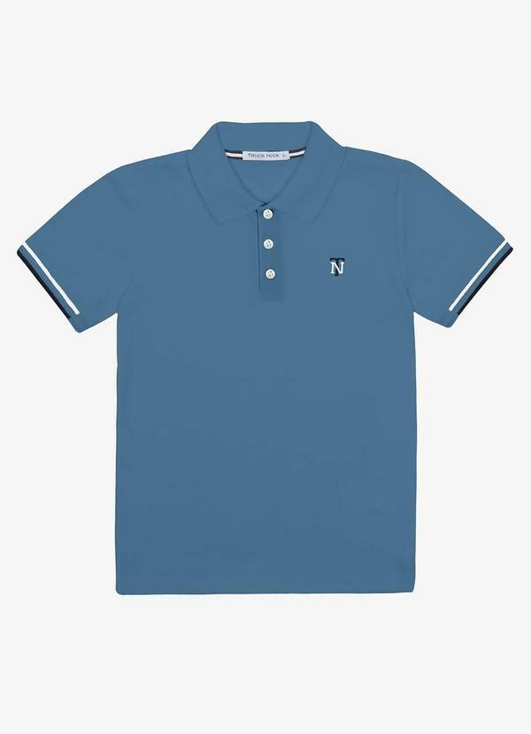 Trick Nick - Polo Infantil Manga Curta Piquet Azul