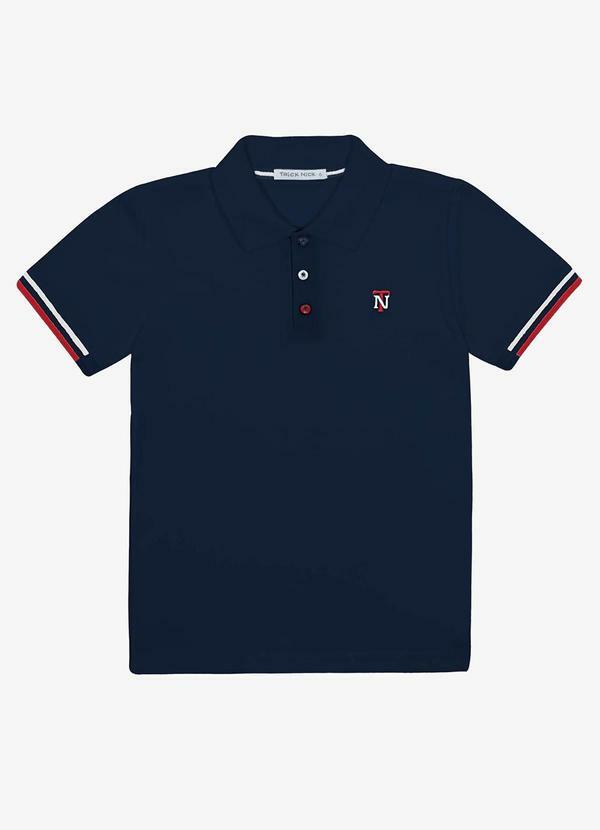 Trick Nick - Polo Infantil Manga Curta Piquet Azul