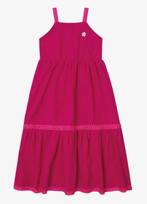 Trick Nick - Vestido Infantil Tricoline Listrado Rosa - TRICK NICK