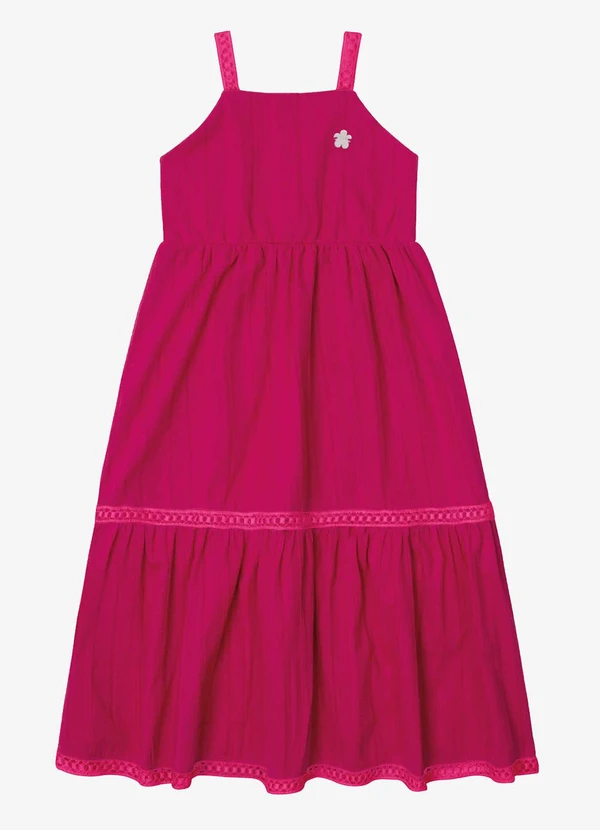 Trick Nick - Vestido Infantil Tricoline Listrado Rosa