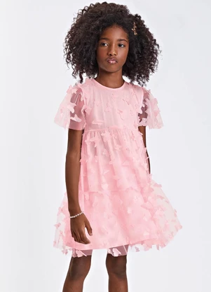 Trick Nick - Vestido Verão Menina Midi com Plaquinha Rosa - TRICK NICK