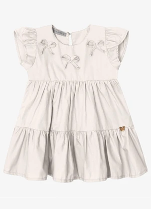 Trick Nick - Vestido Verão Menina Midi Manga Tulipa Bege - TRICK NICK