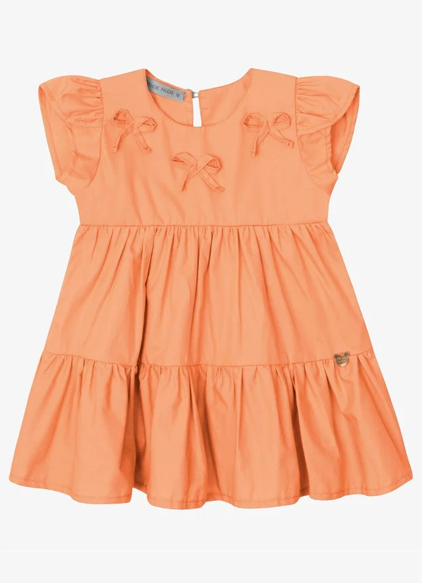 Trick Nick - Vestido Verão Menina Midi Manga Tulipa Laranja