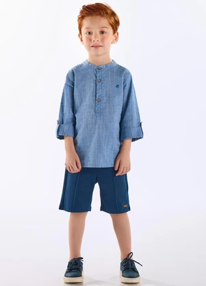 Up Baby - Bata Infantil Masculina Algodão Azul - UP BABY