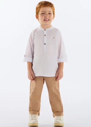 Up Baby - Bata Infantil Masculina Algodão Branco - UP BABY