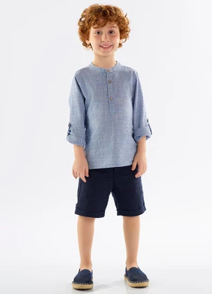Up Baby - Bata Infantil para Menino em Algodão Azul - UP BABY