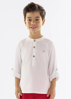 Up Baby - Bata para Menino em Algodão Branco - UP BABY