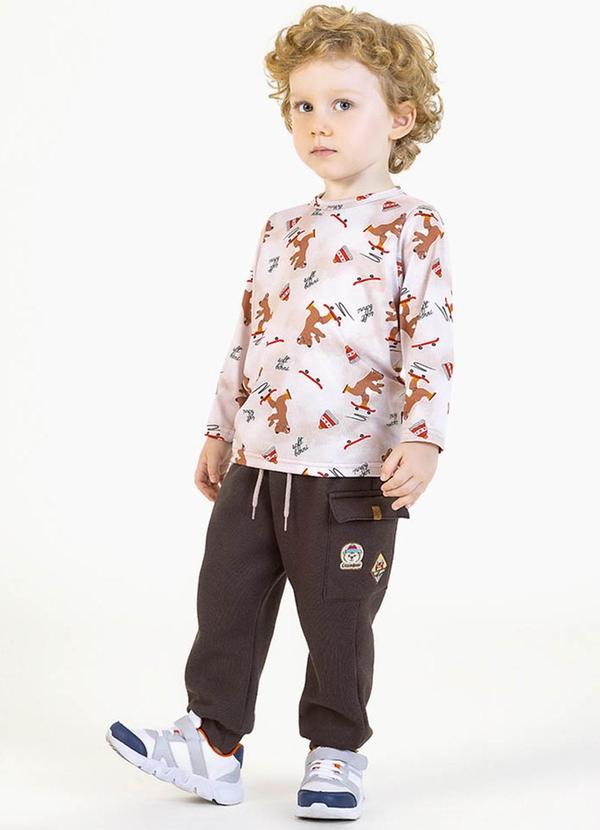 Soft Bonni - Blusa em Malha Lixada Sublimada Bege 2