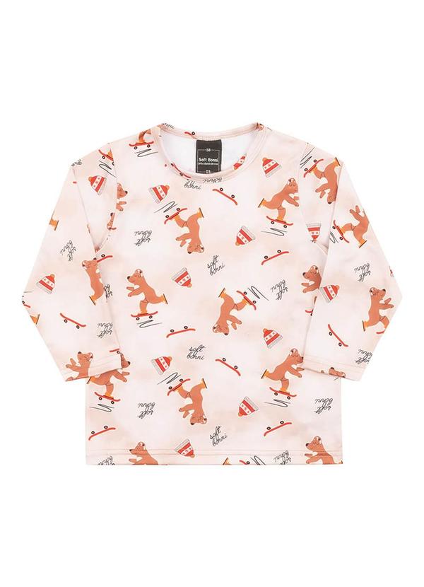 Soft Bonni - Blusa em Malha Lixada Sublimada Bege 3