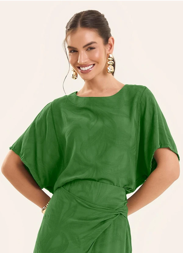 Rovitex - Blusa Feminina Estampada Viscose Verde