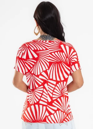 Rovitex - Blusa Feminina Estampada Viscotorcion Vermelho - ROVITEX