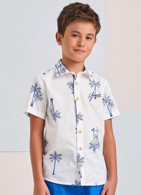 Youccie - Camisa Branca com Coqueiros Off White
