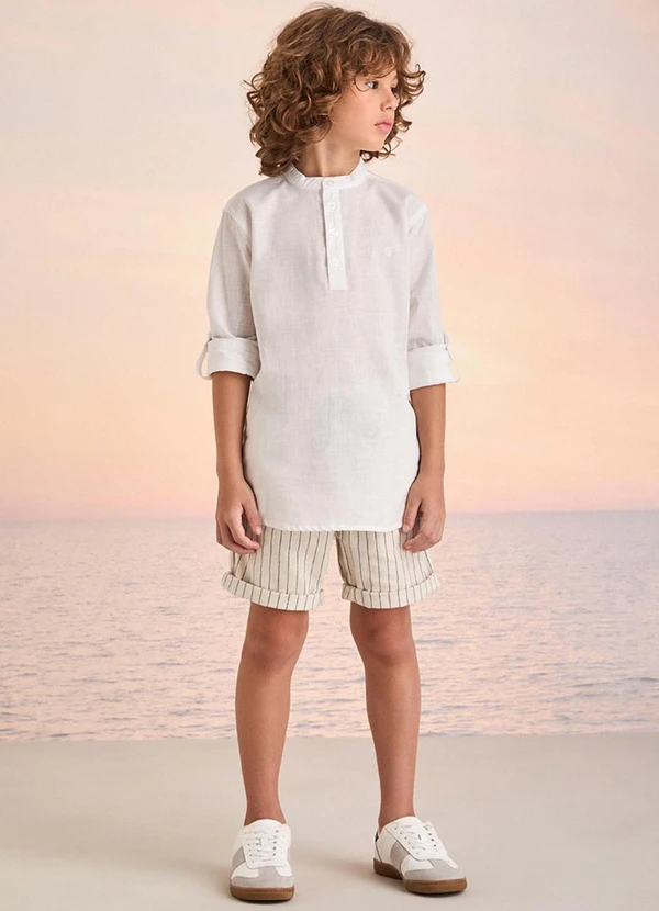 Youccie - Camisa Branca Gola Mandarim Off White 3