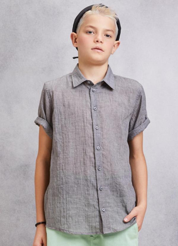 Youccie - Camisa Cinza Manga Curta Cinza