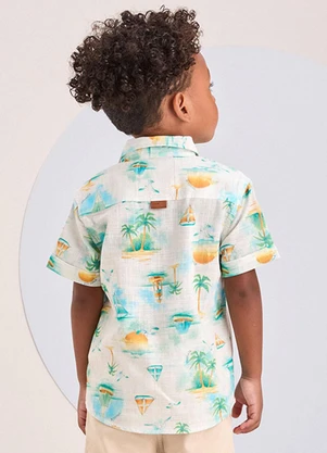 Youccie - Camisa com Estampa Tropical Off White - YOUCCIE