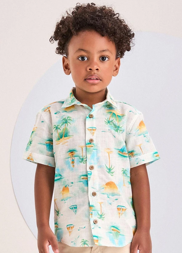 Youccie - Camisa com Estampa Tropical Off White