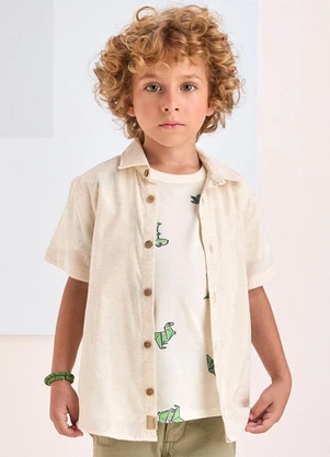 Youccie - Camisa de Linho Cru de Manga Curta Cru - YOUCCIE